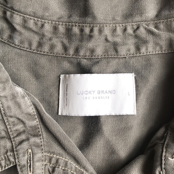 Lucky Brand Womens Button Up Long Sleeve Shirt Green Size Large Casual - Picture 2 of 8